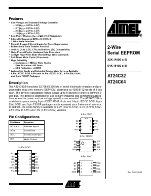 AT24C64N-10SI-1.8 Datasheet PDF Atmel Corporation