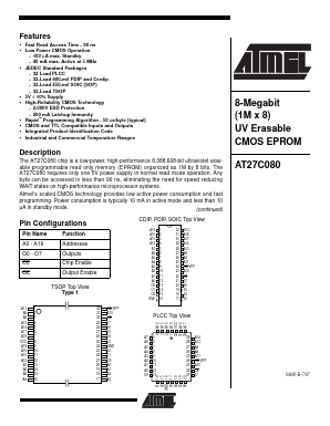 AT27C080 Datasheet PDF Atmel Corporation