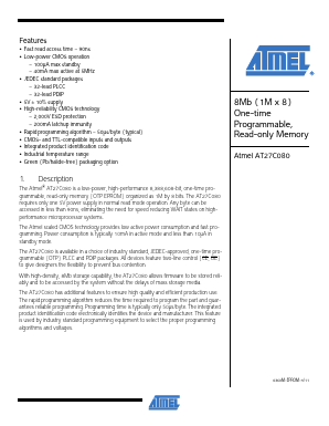AT27C080 Datasheet PDF Atmel Corporation