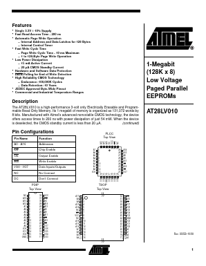 AT28LV010-25JI Datasheet PDF Atmel Corporation