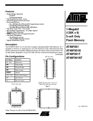 AT49F001T-12JC Datasheet PDF Atmel Corporation