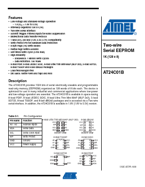 AT24C01B-W-11 Datasheet PDF Atmel Corporation
