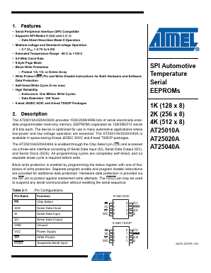 AT25010A Datasheet PDF Atmel Corporation
