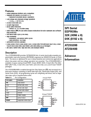 AT25640B-W-11 Datasheet PDF Atmel Corporation
