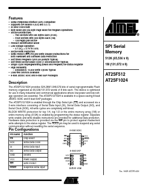 AT25F512 Datasheet PDF Atmel Corporation