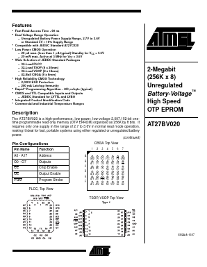 AT27BV020-12JC Datasheet PDF Atmel Corporation
