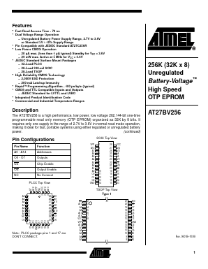 AT27BV256 Datasheet PDF Atmel Corporation