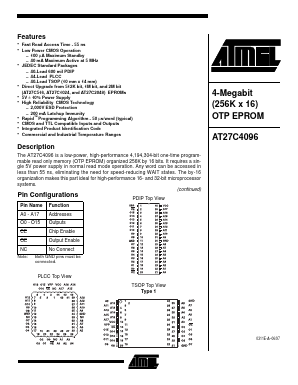 AT27C4096-90JI Datasheet PDF Atmel Corporation