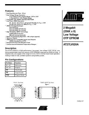 AT27LV020A Datasheet PDF Atmel Corporation