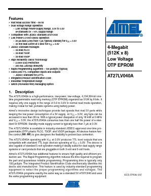 AT27LV040A-90TU Datasheet PDF Atmel Corporation