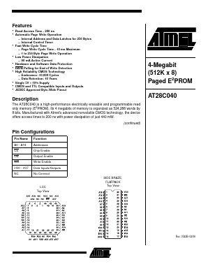 AT28C040-20LC Datasheet PDF Atmel Corporation