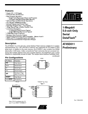 AT45D011-SC Datasheet PDF Atmel Corporation