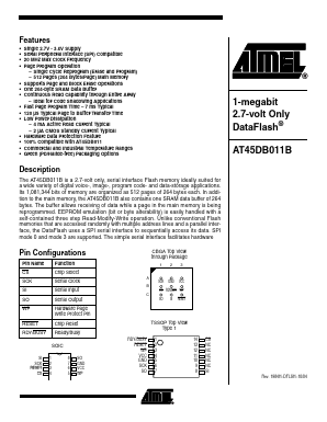 AT45DB011B Datasheet PDF Atmel Corporation
