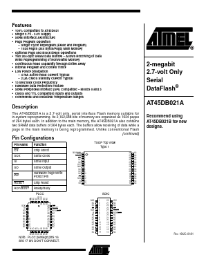 AT45DB021A Datasheet PDF Atmel Corporation