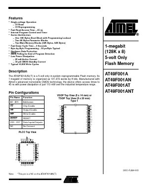 AT49F001ANT Datasheet PDF Atmel Corporation