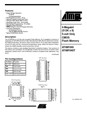 AT49F040-90JC Datasheet PDF Atmel Corporation