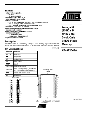 AT49F2048A-70RC Datasheet PDF Atmel Corporation