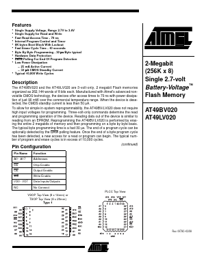 AT49LV020-12JC Datasheet PDF Atmel Corporation