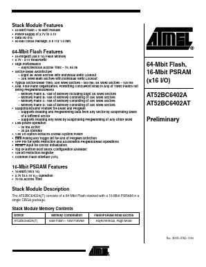 AT52BC6402A Datasheet PDF Atmel Corporation