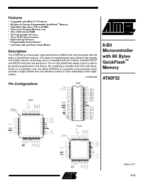 AT80F52-20JC Datasheet PDF Atmel Corporation