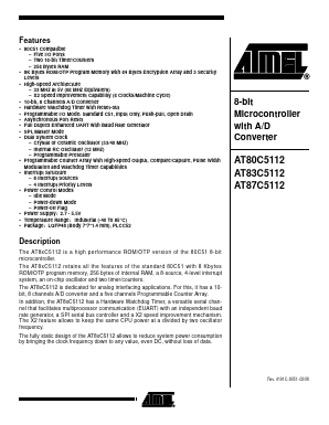 AT87C5112 Datasheet PDF Atmel Corporation