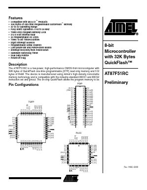 AT87F51RC-20AI Datasheet PDF Atmel Corporation