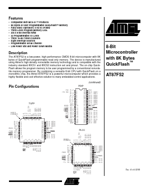 AT87F52-16PC Datasheet PDF Atmel Corporation