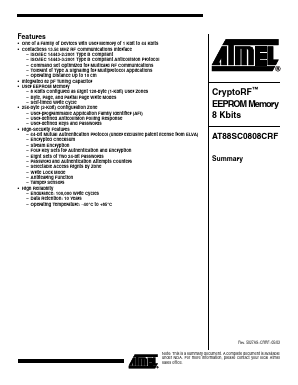 AT88SC0808CRF Datasheet PDF Atmel Corporation