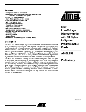 AT89LS52 Datasheet PDF Atmel Corporation