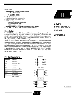 AT93C46A-10PC Datasheet PDF Atmel Corporation