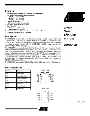 AT93C46B Datasheet PDF Atmel Corporation