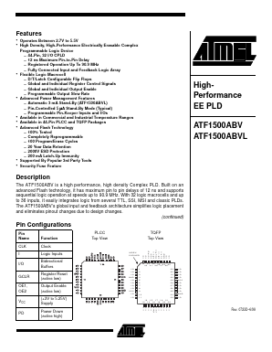 ATF1500ABV Datasheet PDF Atmel Corporation