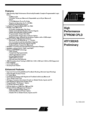 ATF1502ASL-20JC44 Datasheet PDF Atmel Corporation