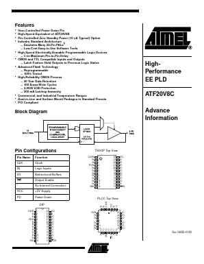 ATF20V8C Datasheet PDF Atmel Corporation