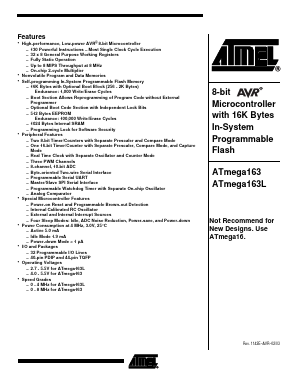 ATMEGA163 Datasheet PDF Atmel Corporation