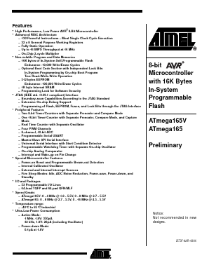 ATMEGA165/V Datasheet PDF Atmel Corporation