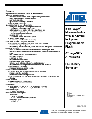 ATMEGA165/V Datasheet PDF Atmel Corporation