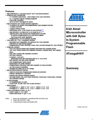 ATMEGA644-20MU Datasheet PDF Atmel Corporation