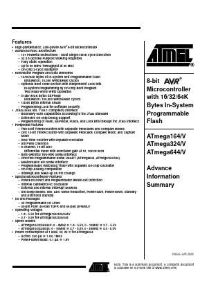 ATMEGA644-20AU Datasheet PDF Atmel Corporation