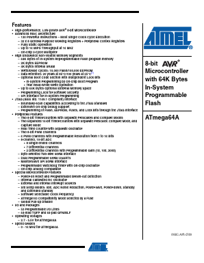 ATMEGA64A Datasheet PDF Atmel Corporation