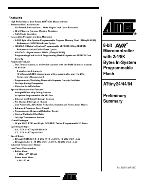 ATTINY44V Datasheet PDF Atmel Corporation
