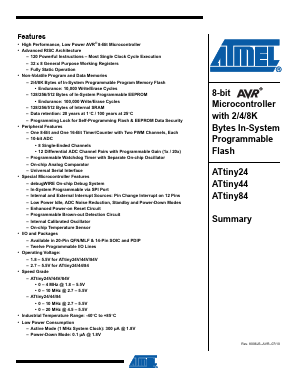 ATTINY44V-10MU Datasheet PDF Atmel Corporation