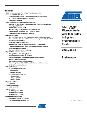 ATTINY48-MMH Datasheet PDF Atmel Corporation
