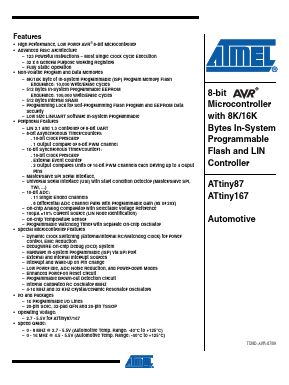 ATTINY167-ESXZ Datasheet PDF Atmel Corporation