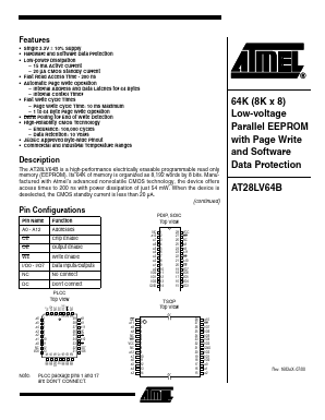 AT28LV64B-20JC Datasheet PDF Atmel Corporation