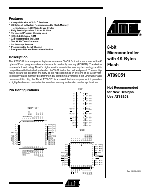 AT89C51-16PC Datasheet PDF Atmel Corporation