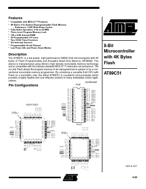 AT89C51-20JC Datasheet PDF Atmel Corporation