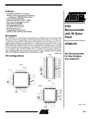 AT89LV51-12AC Datasheet PDF Atmel Corporation