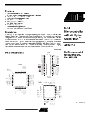 AT87F51-16AI Datasheet PDF Atmel Corporation