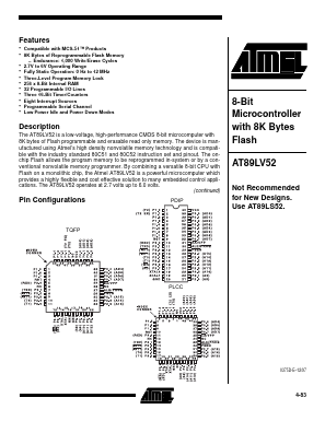 AT89LV52-12JI Datasheet PDF Atmel Corporation